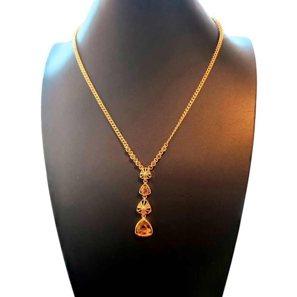Vintage Givenchy Gold Tone Amber‎ Crystal Necklace and Leverback Earrings Set